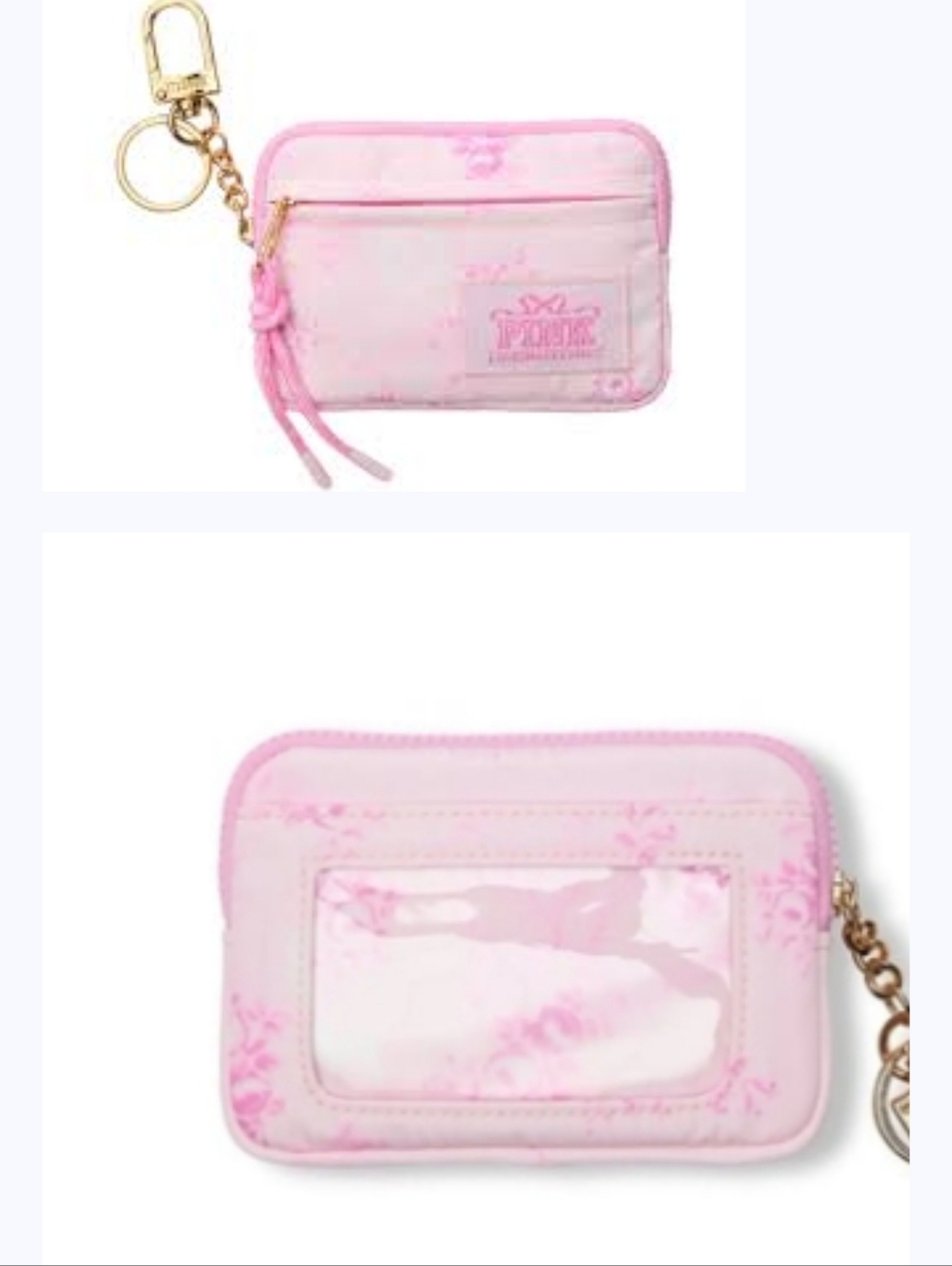 PINK x LoveShackFancy NWT Card Case Wallet Card Holder Keychain in beaux icons  